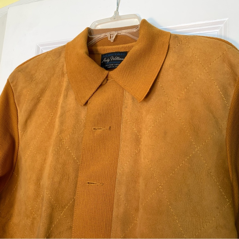 Vintage Grunge Andy Williams Puritan Wool Suede Sweater Hipster Cardigan - Picture 2 of 15